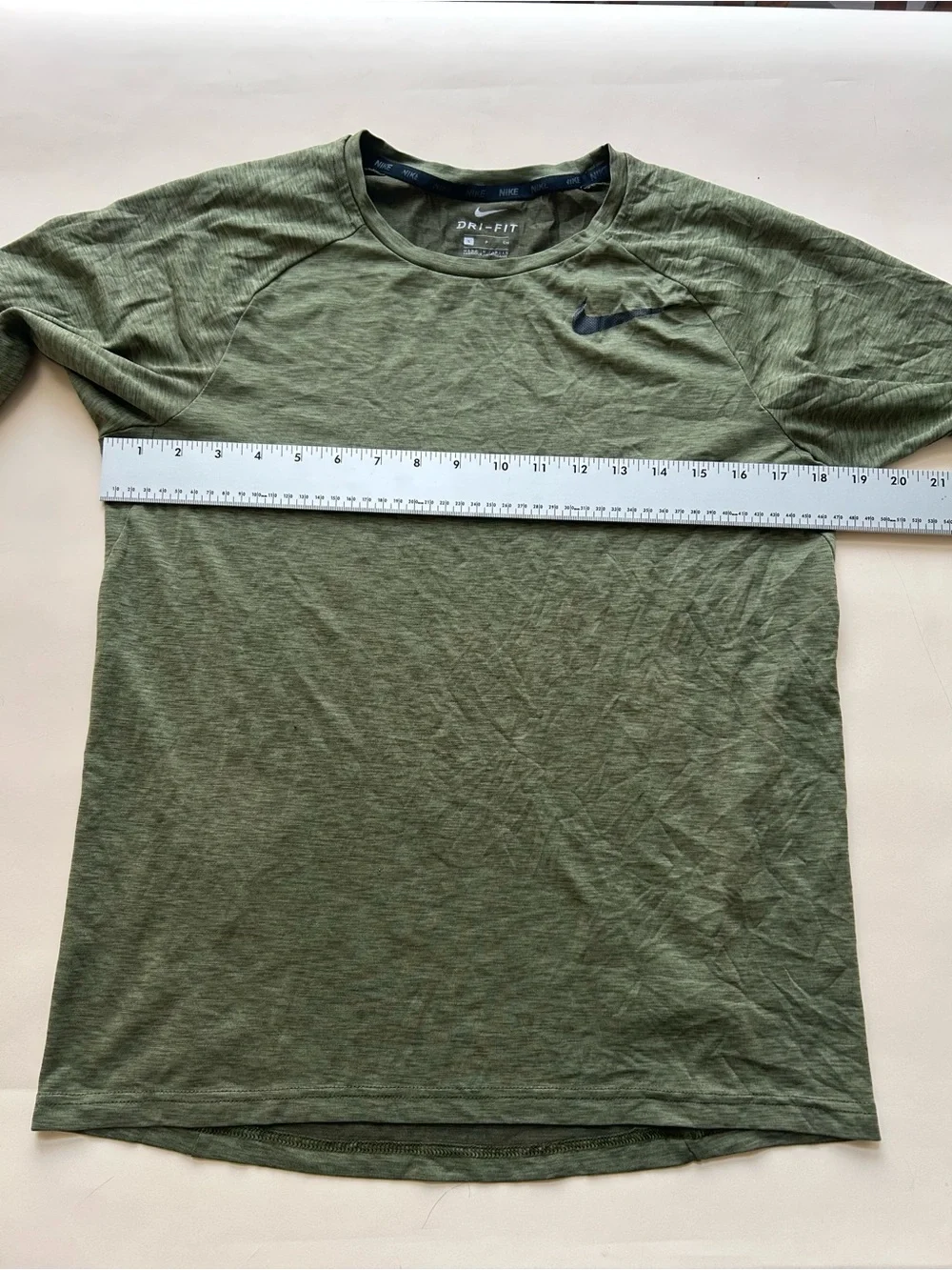 Nike Olive Crew Long Sleeve Shirt - Dark Green size s